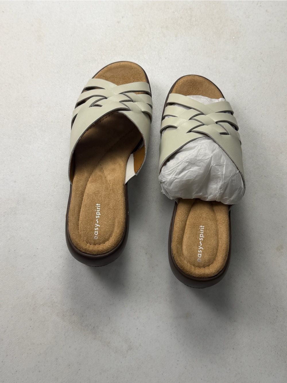 Easy Spirit Cream Woven Slide Sandals 11M
